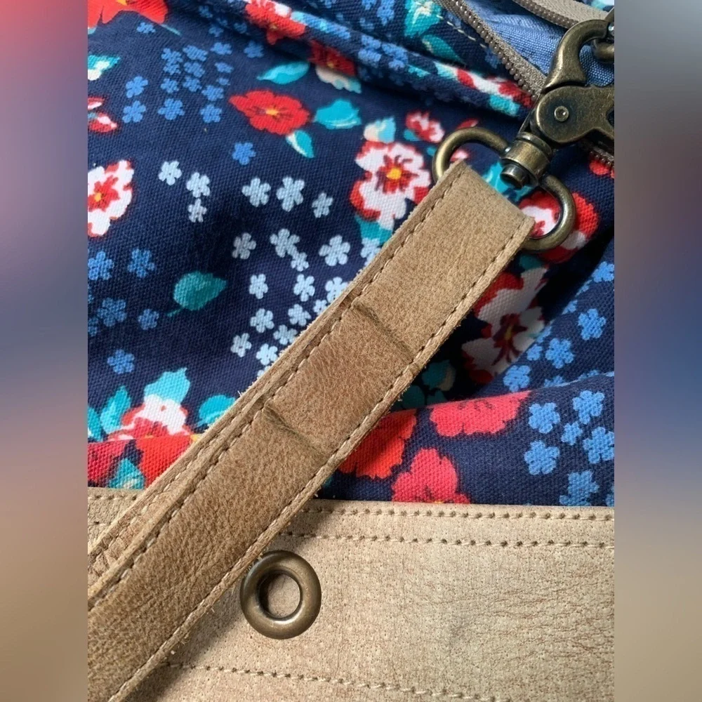 MYRA Bag Cross Body Floral Cowhide Leather Calf Hair Handcrafted Bag